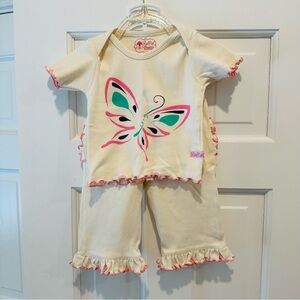Ruffle Butts Cream and Pink Butterfly Outfit